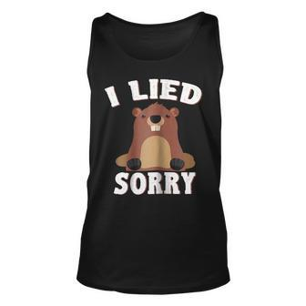 I Lied Sorry Funny Groundhog Day Brown Pig Gift V2 Unisex Tank Top | Mazezy