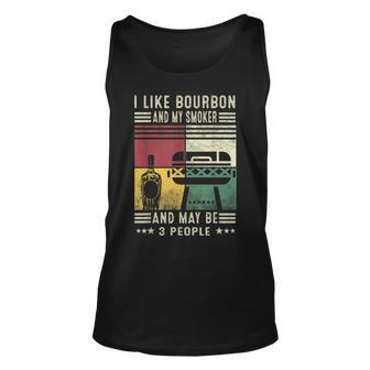 I Like Bourbon And My Smoker And Maybe 3 People Vintage Bbq Unisex Tank Top - Seseable