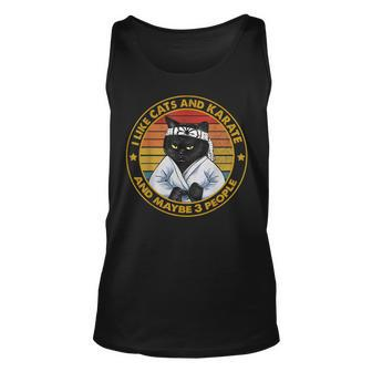 I Like Cat And Karate And Maybe 3 People Black Cat Funny Unisex Tank Top - Seseable
