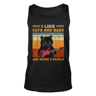 I Like Cats And Bass And Maybe 3 People Cat Guitar Lover Unisex Tank Top - Seseable