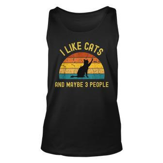 I Like Cats And Maybe 3 People Funny Retro Cat Lover Unisex Tank Top | Mazezy