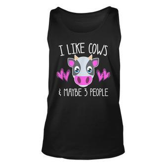 I Like Cows & Maybe 3 People Funny Animal Lover Sarcasm Girl Unisex Tank Top - Seseable