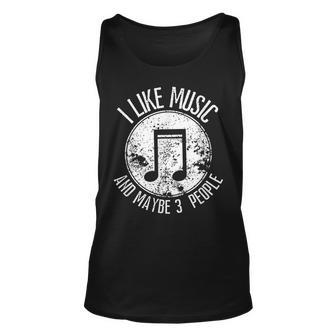 I Like Music And Maybe Three 3 People Distressed Vintage Unisex Tank Top | Seseable UK