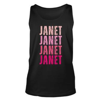 I Love Janet Modern Pattern First Name Janet Unisex Tank Top - Thegiftio UK