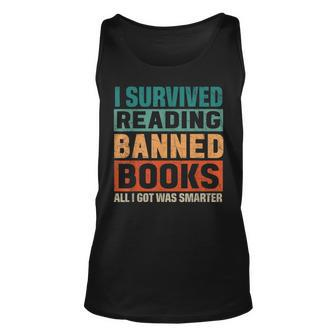 I Survived Reading Banned Books Funny Book Lover Bookaholic Unisex Tank Top - Seseable