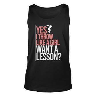 I Throw Like A Girl Discus Throwing Track And Field Discus Unisex Tank Top | Mazezy