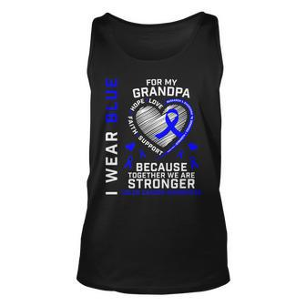 I Wear Blue For My Grandpa Colon Cancer Awareness Graphic Unisex Tank Top - Seseable