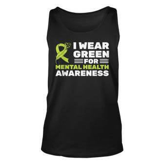 I Wear Green For Mental Health Awareness Month Green Ribbon Unisex Tank Top - Thegiftio UK
