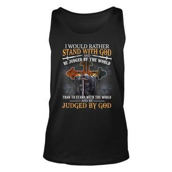 I Would Rather Stand With God Christian Knight Templar Lion Unisex Tank Top - Seseable