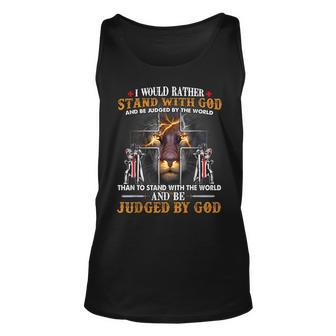 I Would Rather Stand With God Knight Templar Lion Christian Unisex Tank Top - Seseable