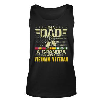 Im A Dad A Grandpa A Vietnam Veteran Us Military Flag Dogtag Unisex Tank Top - Seseable