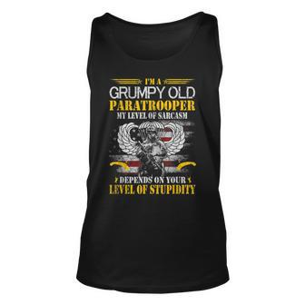 Im A Grumpy Old Paratrooper Flag Veterans Day Gift Unisex Tank Top - Seseable