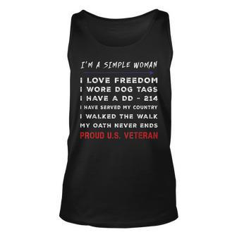 Im A Simple Woman I Love Freedom I Wore Dog Tags Unisex Tank Top - Seseable