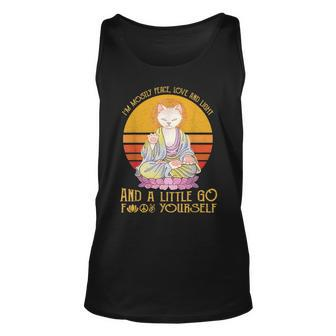 Im Mostly Peace Love And Light And A Little Go Yoga Cat Unisex Tank Top - Seseable