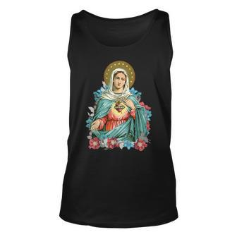 Immaculate Heart Of Mary Our Blessed Mother Catholic Vintage T Tank Top | Mazezy