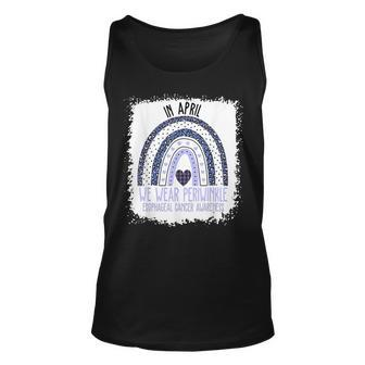 In April We Wear Periwinkle Esophageal Cancer Awareness Unisex Tank Top | Mazezy