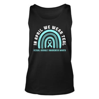 In April We Wear Teal Sexual Assault Awareness Month Unisex Tank Top | Mazezy