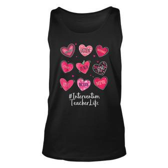 Intervention Teacher Hearts Valentine Valentines Day Quote F Unisex Tank Top - Seseable