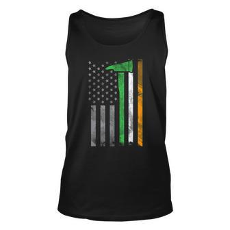 Irish American Us Flag Firefighter Axe Fire St Patricks Day Unisex Tank Top - Thegiftio UK