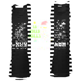 Is This Jolly Enough Black Cat Merry Christmas Tree Lights Unisex Tank Top - Thegiftio