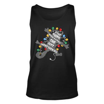 It That Thing Had 9 Lives Christmas Pajama Lights Black Cat Unisex Tank Top - Seseable