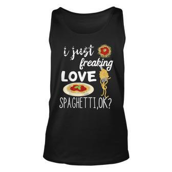 Italian Pasta Noodle I Just Freaking Love Spaghetti Macaroni Tank Top | Mazezy