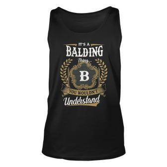 Its A Balding Thing You Wouldnt Understand Shirt Balding Family Crest Coat Of Arm Unisex Tank Top - Seseable