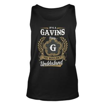 Its A Gavins Thing You Wouldnt Understand Shirt Gavins Family Crest Coat Of Arm Unisex Tank Top - Seseable
