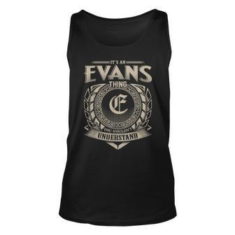 Its An Evans Thing You Wouldnt Understand Name Vintage Unisex Tank Top - Seseable