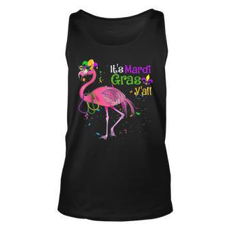 Its Mardi Gras Yall Flamingo Jester Hat Mardi Beads Unisex Tank Top - Seseable