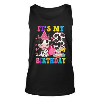 Its My 9Th Birthday Dairy Cow Girls Funny 9 Year Old Gift Unisex Tank Top - Thegiftio UK