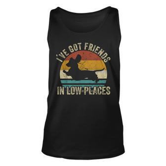 Ive Got Friends In Low Places Funny Dachshund Wiener Dog Unisex Tank Top | Mazezy