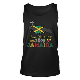 Jamaica 2023 Here We Come Fun Matching Family Vacation Unisex Tank Top - Thegiftio UK
