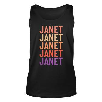 Janet First Name Pattern Vintage Janet Unisex Tank Top - Thegiftio UK