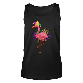 Jester Pink Flamingo Bird Animal Cute Mardi Gras Carnival V2 Unisex Tank Top - Seseable