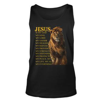 Jesus Is My God King My Lord My Savior Healer Christian Lion Unisex Tank Top - Seseable