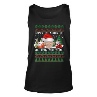 Joe Biden Happy Uh Merry Uh You Know The Thing V2 Unisex Tank Top - Seseable