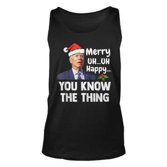 Joe Biden Merry Uh Uh Happy You Know The Thing Christmas V2 Unisex Tank Top - Seseable