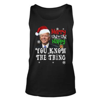 Joe Biden Merry Uh Uh Happy You Know The Thing Christmas V3 Unisex Tank Top - Seseable