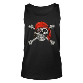 Jolly Roger Pirate Skull Crossbones Halloween Costume Unisex Tank Top | Mazezy