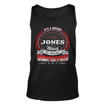 Jones Family Crest Jones Jones Clothing Jones T Jones T Gifts For The Jones Unisex Tank Top - Seseable
