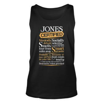 Jones Name Gift Certified Jones Unisex Tank Top - Seseable