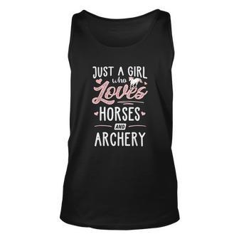 Just A Girl Who Loves Horses And Archery Horse Lover Men Women Tank Top Graphic Print Unisex - Thegiftio UK