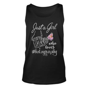 Just A Girl Who Loves Photography Photographer Unisex Tank Top | Mazezy