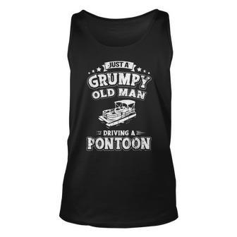 Just A Grumpy Old Man Driving Pontoon Funny Retirement Boat Unisex Tank Top - Thegiftio