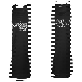 Just Married 2023 Honeymoon Wedding Couples Fiancee Unisex Tank Top | Mazezy