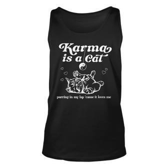 Karma Is A Cat Purring In My Lap Meet Me At Midnight Unisex Tank Top | Mazezy