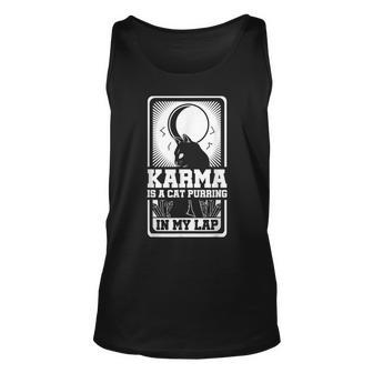 Karma Is A Cat Purring In My Lap Moon Tarot Card Cat Unisex Tank Top | Mazezy