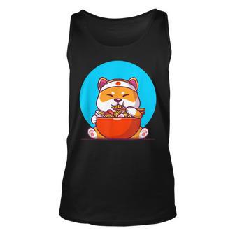 Kawaii Cat Eating Ramen Egg Noodles Japanese Food Cute Anime Unisex Tank Top - Seseable