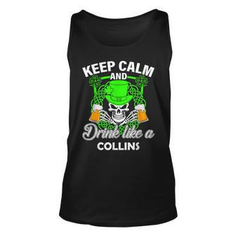 Keep Calm And Drink Like A Collins St Patricks Day Lucky Unisex Tank Top - Seseable